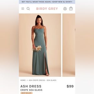 Ash crepe dress seaglass